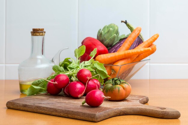 Vegetables on the table cooking