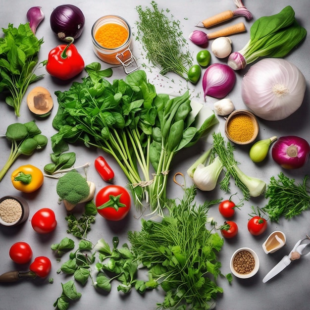 A vegetables top view photography food background