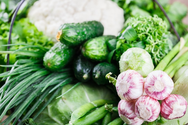 Vegetables variety in a wire basket