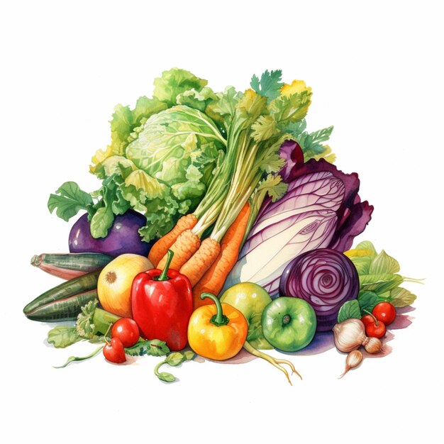 Vegetables on white background