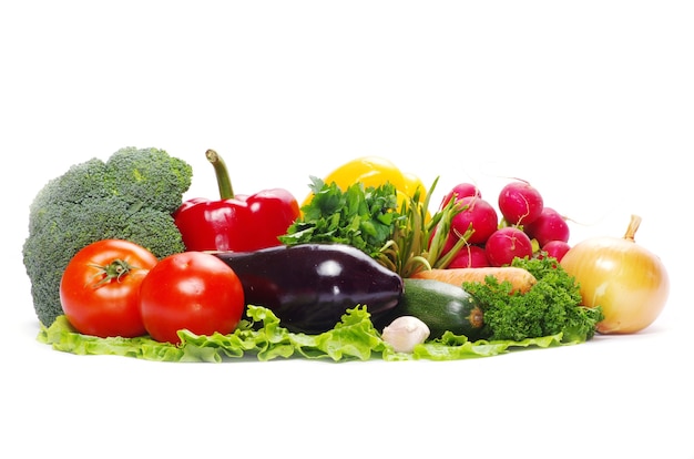 Vegetables on the white background