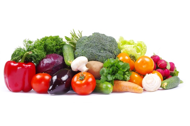 Vegetables on the white background