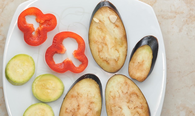 Vegetables in white plate