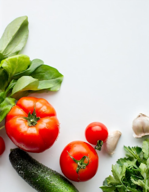 Vegetables on white