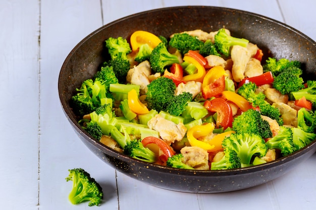 Vegetables with chicken on a plate