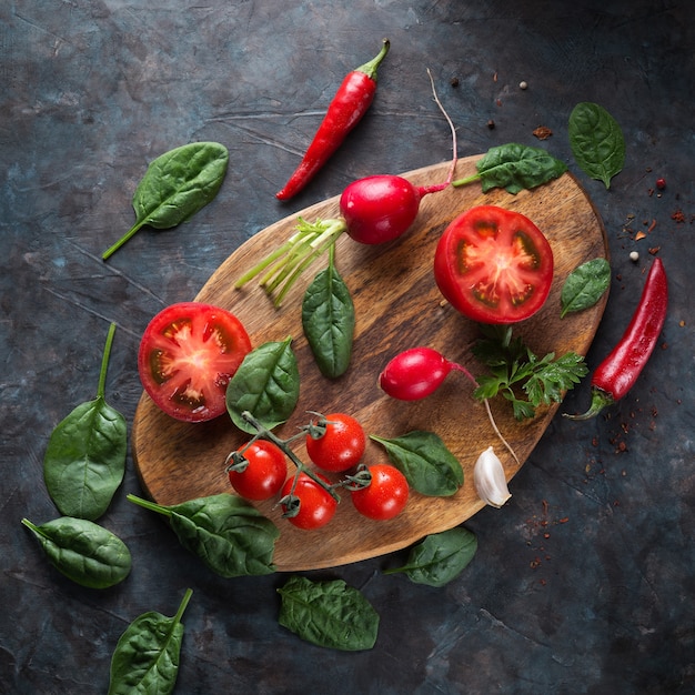 Vegetables on a wooden background