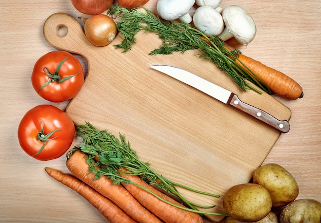 Vegetables on the wooden board