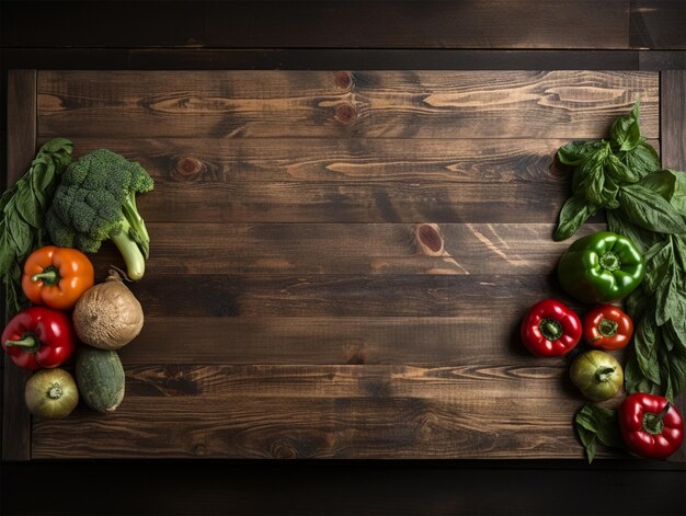 Photo vegetables on the wooden table multivitamin from nature fresh