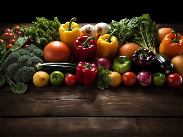 vegetables on the wooden table multivitamin from nature fresh