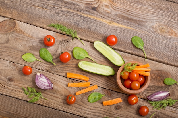 Vegetables on wooden table