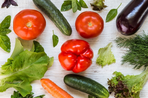 vegetables on wooden table