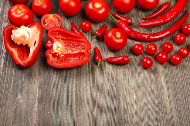 Vegetables on wooden table