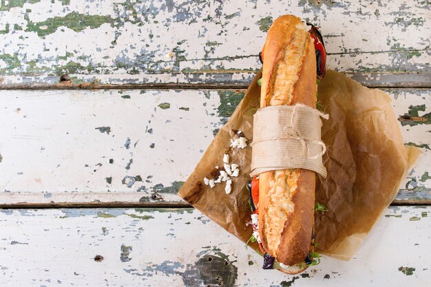 Vegetarian baguette sandwich