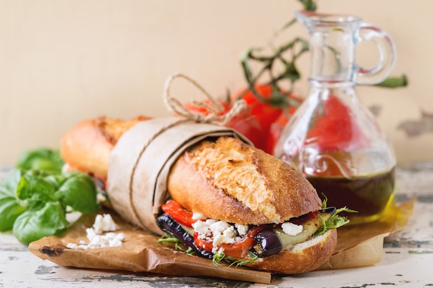 Vegetarian baguette sandwich