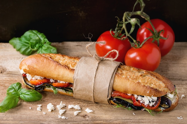 Vegetarian baguette sandwich