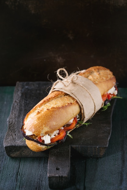 Vegetarian baguette sandwich