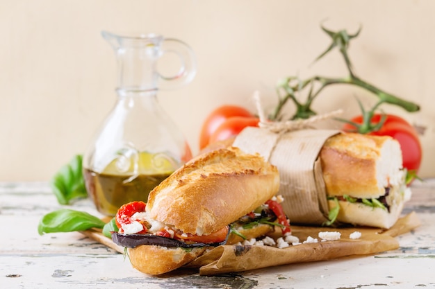 Vegetarian baguette sandwich