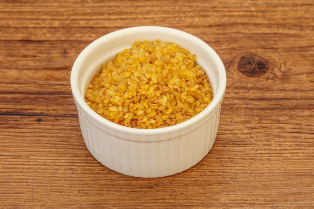 Vegetarian cuisine dry bulgur for cooking