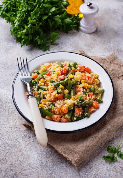 Vegetarian dish couscous with vegetables