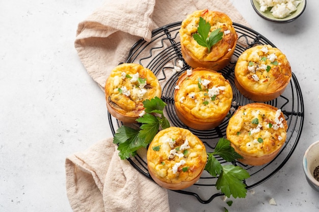 Vegetarian egg muffins with mushroom pepper and cheese for breakfast