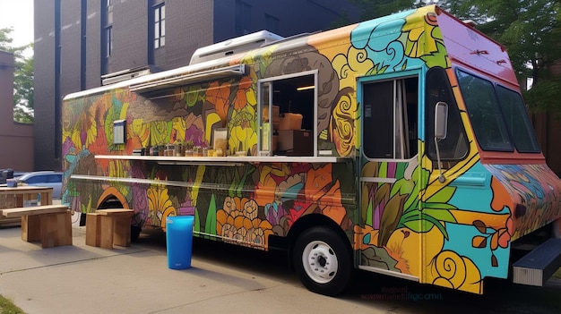 Vegetarian food truck with variety of plant based