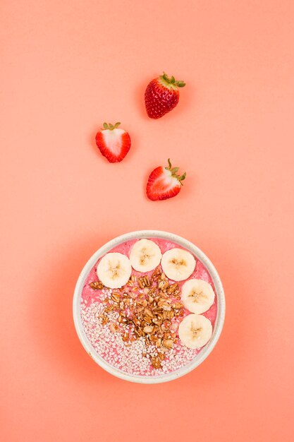 Vegetarian healthy food made from multi-colored smoothies with matches and berries