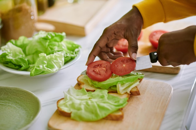 Vegetarian Making Sandwich