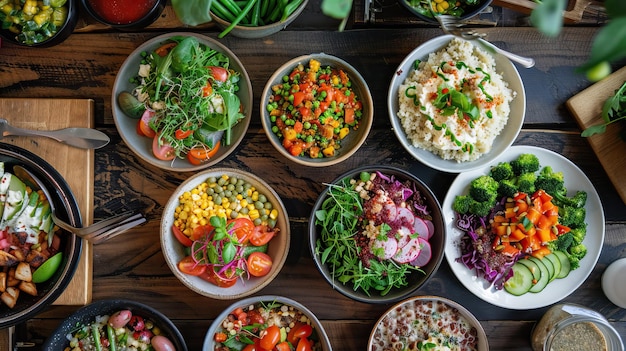 vegetarian meal vegan food or dishes delicious and healthy vegetables meal high quality ai generated