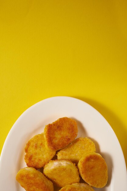 Vegetarian nuggets vegan food top view