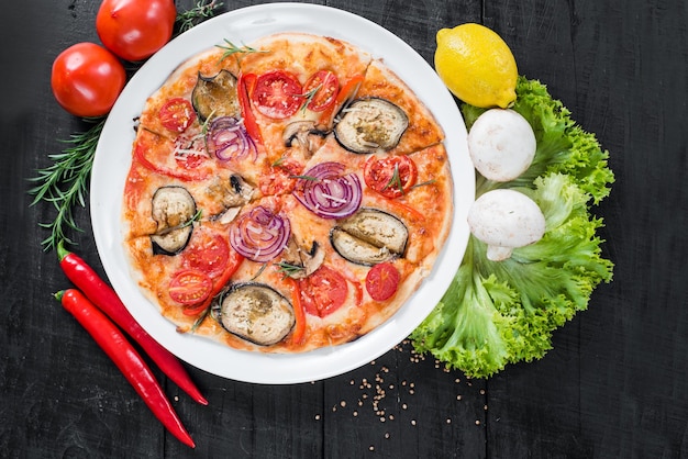 Vegetarian pizza from vegetables