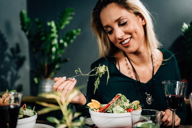 vegetarian restaurant young woman in a vegetarian restaurant