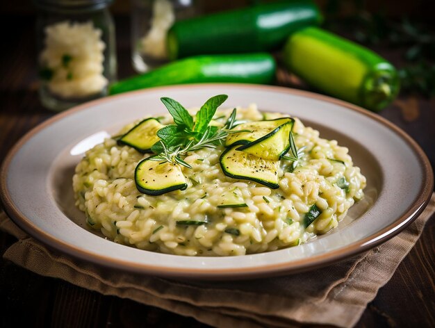 Vegetarian risotto with zucchini generated ai