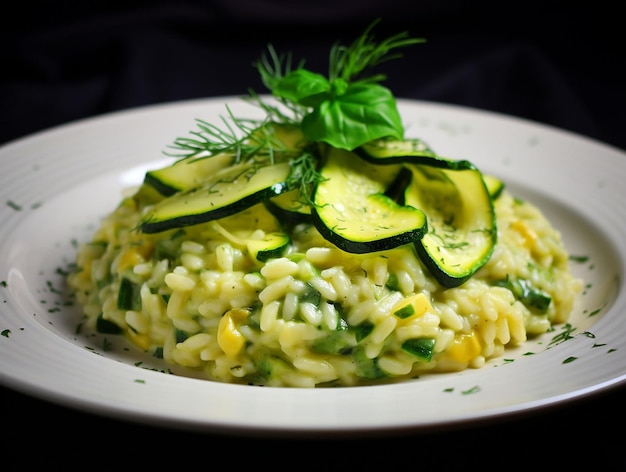 Vegetarian risotto with zucchini generated ai