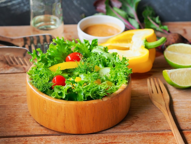 Vegetarian salad bowl for vegan food