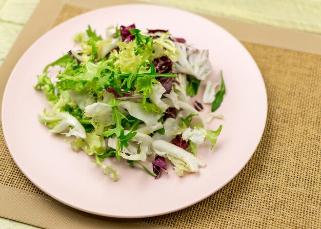 Vegetarian salad of fresh vegetables on a plate