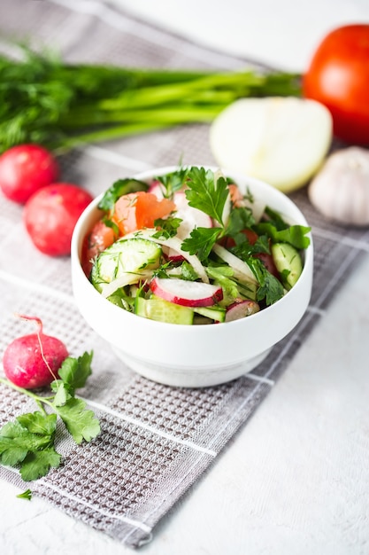 Vegetarian salad with many ingredients