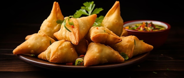 채식주의자 Samsa 또는 Samosas 인도 특수 전통