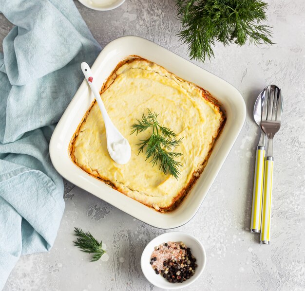 Vegetarian shepherd's pie Top view