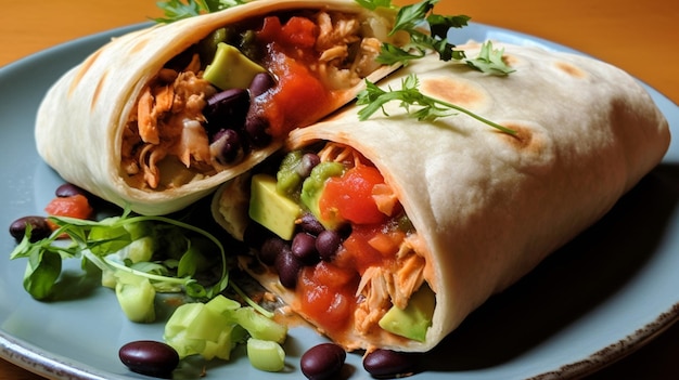 Vegetarian and vegan burrito filled with rice