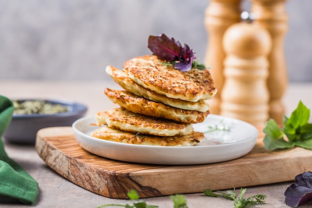 Vegetarian zucchini fritters or pancakes