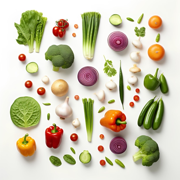 Foto vegetariër verschillende groenten zonder vleesvoedselplaat