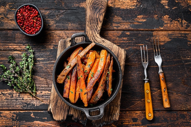 Vegetarisch Oven gebakken zoete frietjes.