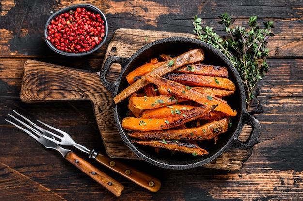 Vegetarisch Oven gebakken zoete frietjes.