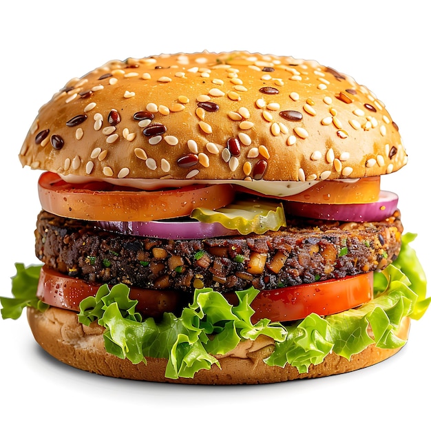 Veggie Burger Delight in White Background