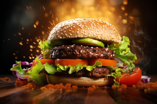 Veggie burger healthy food background