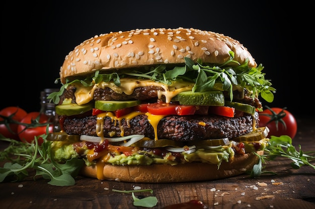 Veggie Burger on Whole Grain Bun with Toppings