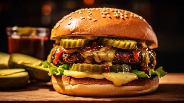 Premium AI Image | Veggie burger with slice of avocado cheese