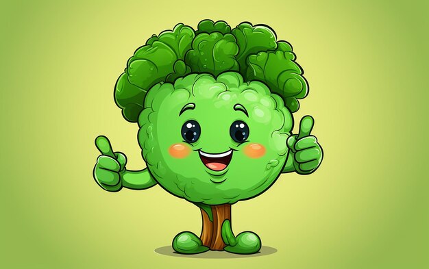 Foto veggie cheer cute cartoon verdure mascotte thumbs up