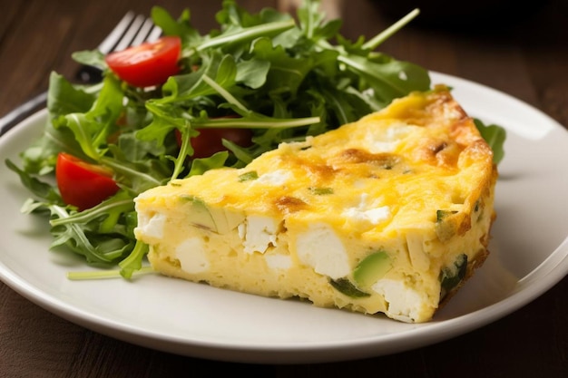 Veggie and Goat Cheese Frittata with Arugula Sala