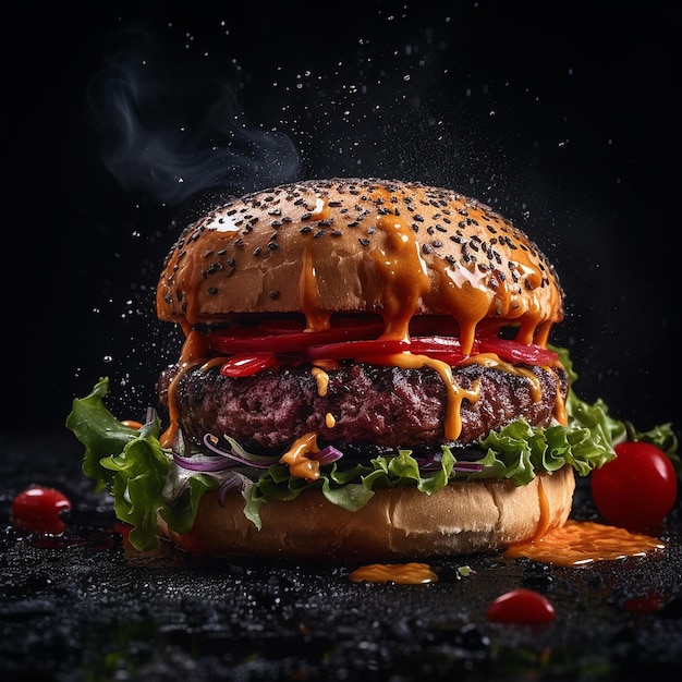 Veggie hamburgerstijl fastfood hamburgers fotografie foto AI gegenereerde kunst